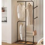 TRENDESK Modern Metal Siyah Bölmeli Konfeksiyon Elbise Askılığı Ayaklı Askılık 175*74*32 CM 1091-CN