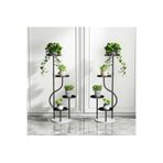 TRENDESK Siyah Luxury 5 katlı Metal Saksılık Salon & Balkon İçin Modern Çicek Standı 40*120 cm