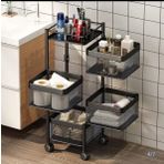 Trendesk Siyah Metal Lux Kare Banyo Organizer, Banyo Düzenleyici ,Kozmetik,Takı Düzenleyici