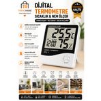 Trendhane Dijital Termometre | Sıcaklık & Nem Ölçer | Masaüstü – Duvar Tipi | Alarm ve Saat Fonksiyonlu