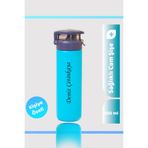 TrendHediye 550ml Kilitli Kapak Mavi Renkli Cam Şişe Kişiye Özel Matara & Suluk