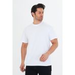 Trendhill Erkek Pamuklu Bisiklet Yaka Oversize Tişört Beyaz 5015-B - XL
