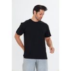 TRENDHİLL Erkek Pamuklu Bisiklet Yaka Oversize Tişört Siyah -S 5015