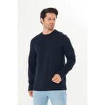 Trendhill Erkek Pamuklu Bisiklet Yaka Uzun Kollu Tişört Lacivert 5020-L - 2XL