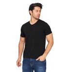TRENDHİLL Erkek Pamuklu Slim Fit V Yaka Tişört Siyah 5016-S