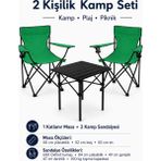 Trendinyeri 2 Sandalyeli Katlanır Kamp Seti 52 cm Masa ve Sandalye - Açık Yeşil