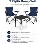 Trendinyeri 2 Sandalyeli Katlanır Kamp Seti 52 cm Masa ve Sandalye - Lacivert