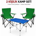 Trendinyeri 2 Sandalyeli Katlanır Kamp Seti Masa ve Sandalye Takımı