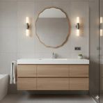 Trendinyeri Modern Tasarım 60 cm Yuvarlak Dalgalı Dekoratif Ayna | Lake Boyalı Mdf Çerçeve