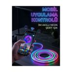 TRENDLİA UCZZZ3MTVLEDİ-1 3 Metre Rgb Neon Led Şerit Işık Su Geçirmez Kumandalı Ve Uygulama Kontrollü Dekoratif Aydın