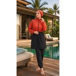 trendlina Aysun Beli Ayarlanabilir Lastikli Su İtici Kumaştan 3lü Tam Kapalı Tesettür Mayo Burkini