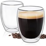 TRENDMAKERS Kahve Kupaları Çift Duvar Camı (2'li Set) 12oz Borosilikat Cam Şeffaf Espresso Bardakları Yalıtımlı Züccaciye Büyük Kahve Latte Cappuccino Çay Bardağı İçecek Hediye Kahve Sever