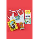 Trendmiya 23 Nisan Tasarımlı Bez El Çantası & Boya Kalemi &Kart Oyunu & Çikolata & Türk Bayrağı Hediye Seti