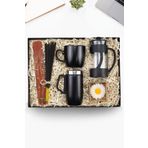 Trendmiya 280 Ml Kulplu Çelik Termos & Siyah Kupa & French Press & Kraft Kutulu Mum & Çubuk Tütsü Hediye Seti