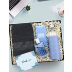 Trendmiya Deri Kılıflı Su Matarası & Individual Blue Erkek Parfüm & Siyah Havlu Erkeğe Hediye Seti