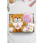 Trendmiya Flamingo Tasarımlı Peluş Ayıcık & Renkli Yıldız Çıtçıt Toka & Flamingo Kalemli Mini Not Defteri