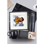 Trendmiya French Press Termos & Paspartu Çerçeve & Hakiki Deri Cüzdan & Siyah Kupa Hediye Seti