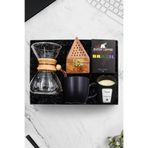 Trendmiya Kahve Demleme Karafı & Ahşap Tütsülük & Siyah Kupa & Alerya Filtre Kahve & Bardak Mum Hediye Seti