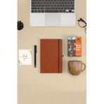 Trendmiya Kahverengi Defter & Roller Kalem & Turuncu Porselen Kupa & Guatemala Filtre Kahve Hediye Seti