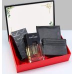 Trendmiya Özel Kutusunda Black Suede Erkek Parfüm & Erkek Suni Deri Cüzdan & Siyah Kartlık Erkeğe Hediye Seti