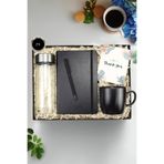 Trendmiya Siyah Defter & Siyah Mat Roller Kalem & Siyah Kupa & Derece Göstergeli 300Ml Cam Matara Hediye Seti