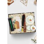 Trendmiya Tasarım Defter & Yeşil Touch Pen & Fincan & Tasarım Beyaz Metal Kutulu Mum & Çubuk Tütsü Hediye Seti