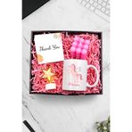 Trendmiya Tasarımlı Kupa & Mini Yıldız Led Işık & Pembe Bubble Mum Hediye Seti