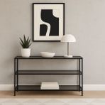 Trendmiz Aura Füme Camlı Siyah Metal Dresuar, Konsol, Tv Altı Ünitesi 100X60X33 cm