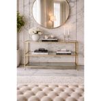 Trendmiz Aura şeffaf Camlı Gold Metal Dresuar, konsol, tv altı ünitesi 100x60x33 cm