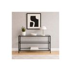 Trendmiz Aura Şeffaf Camlı Siyah Metal Dresuar, Konsol, Tv Altı Ünitesi 100X60X33 cm