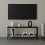 Trendmiz Frame Şeffaf Camlı Metal Dekoratif Konsol, Tv Ünitesi 100X60X33 cm - Siyah