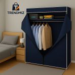 Trendmiz Student Bez Dolap | Metal Iskeletli Kumaş Gardırop | Toz Geçirmez Fermuarlı Hurç Dolap - Lacivert