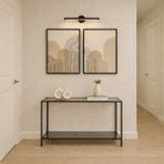 Trendmiz Velmark Modern Metal Profilli Açık Füme Çift Camlı Dresuar Kahve Köşesi Hol Sehpası – 100X33X85 cm - Siyah
