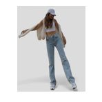 TRENDNATUREL Alice 90's Orta Mavi Kar Yıkama Mavi Likralı Süper Extra Yüksek Bel Palazzo Salaş Jean Pantolon