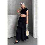 Trendparis Basic Astarlı Pileli Kadın Uzun Etek Siyah - 0-Kahverengi - 36