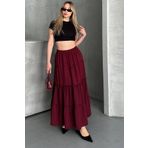 TrendParis Basic Astarlı Pileli Kadın Uzun Etek Siyah