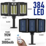 Trendpoint 384Ledli Solar Bahçe Aydınlatması Projektör Sokak Lambası Hareket Sensörlü Güneş Enerjili - Beyaz