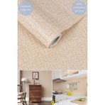 Trendpoint Kendinden Yapışkanlı 60CM×100CM Keten Görünümlü Koyubej Duvar Kağıdı Mutfak Dolap Kaplama - 60 x 100 cm