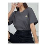 Trendseninle Airplane Baskılı Füme Oversize Kadın T-shirt