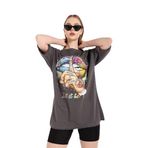Trendseninle Antrasit Let It Be Gri Oversize Kadın T-shirt