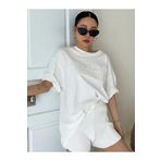 Trendseninle Appreciation Baskılı Beyaz Oversize Kadın T-shirt