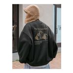 Trendseninle Arid Mountain Baskılı Siyah Oversize Kadın Sweatshirt
