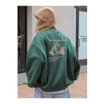 Trendseninle Arid Mountain Baskılı Yeşil Oversize Kadın Sweatshirt