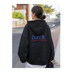 Trendseninle Back Baskılı Siyah Oversize Kadın Sweatshirt