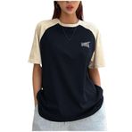 Trendseninle Best Time Baskılı Laci Bej Oversize Kadın T-shirt