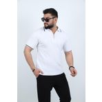 Trendseninle Beyaz Yarım Fermuarlı Polo Yaka Düz Triko Örme Tişört, L