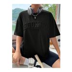 Trendseninle Brooklyn Nyc Baskılı Siyah Oversize Kadın T-shirt
