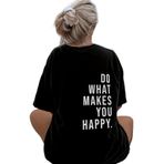 Trendseninle Büyük Beden Do What Makes You Happy Baskılı Oversize Kadın T-Shirt, S