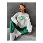 Trendseninle California 1991 Baskılı Gri Yeşil Oversize Alt Üst Kadın Eşofman Takımı