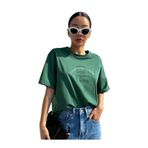 Trendseninle Clarity And Candor Baskılı Nefti Yeşil Oversize Kadın T-shirt